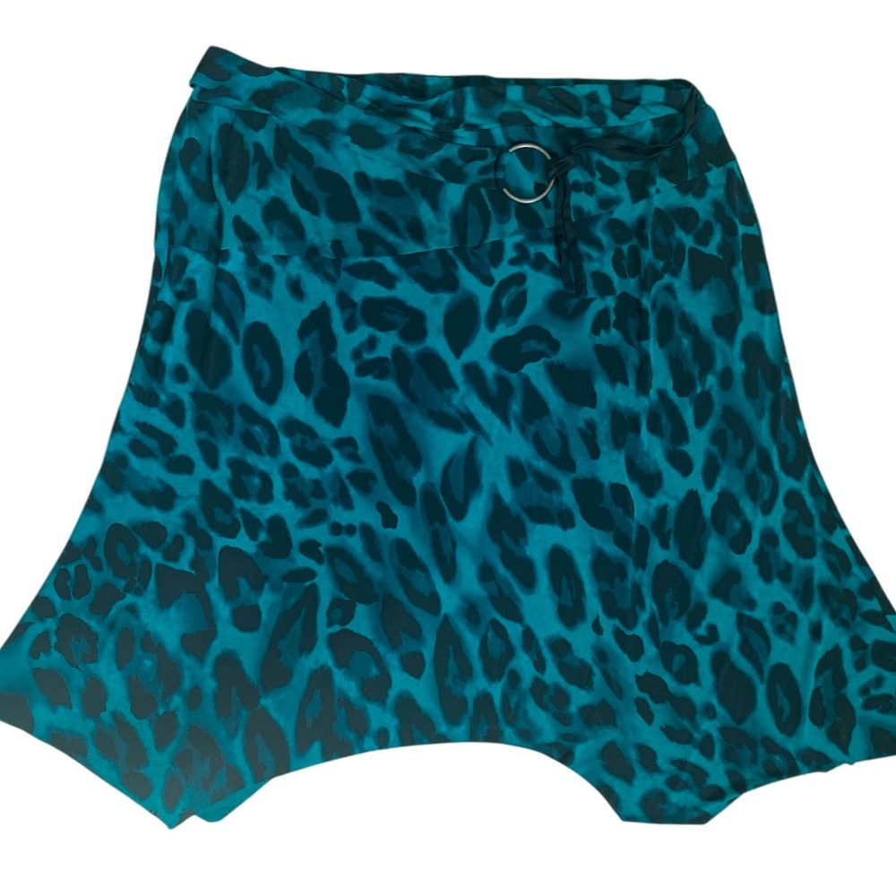3/$18 Sandra & Andre- Leopard W/ Leather Belted Teal Skirt - Women’s 3X- Stretch